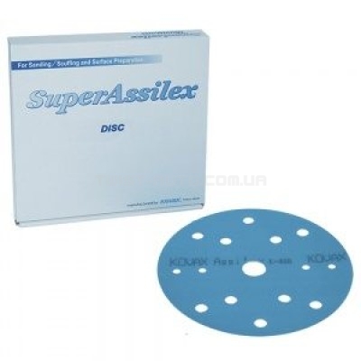Шліфувальний круг KOVAX Super Assilex Dark Blue Disc K320 Ø152 mm 15 holes Для матування поверхонь зі збереженням шагрені