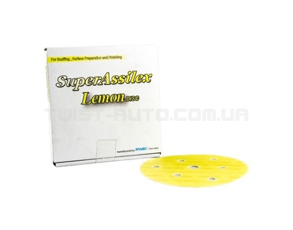 Шліфувальний круг KOVAX Super Assilex Lemon Disc K800 Ø125 mm 7 holes Для матування поверхонь зі збереженням шагрені