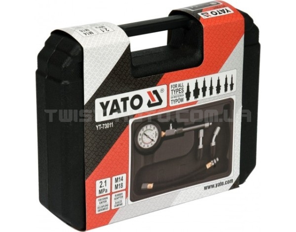 Компрессcометр для бензинових двигунів з набором адаптерів YATO YT-73011