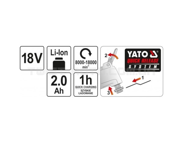 Багатофункціональний шліфувальний акумуляторний інструмент Yato YT-82818