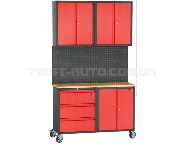Комплект металлической гаражной мебели 7 пр. 460х2180х1330мм (шкаф навесной двустворчатый 1 полка: 300х660