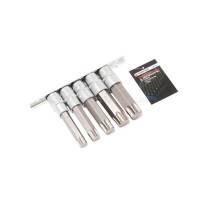 Набір головок-біт Torx 6-променевих, 5 пр. (Т60, Т70, Т80, Т90, Т100; L-100мм) 1/2, на планці Набір головок-біт Torx 6-променевих, 5 пр. (Т60, Т70, Т80, Т90, Т100; L-100мм) 1/2, на планці