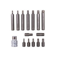 Набір біт TORX з бітотримачем, 15пр. 1/2 (L: 30/75мм; Т20, Т25, Т30, Т40, Т45, Т50, Т55), в металево
