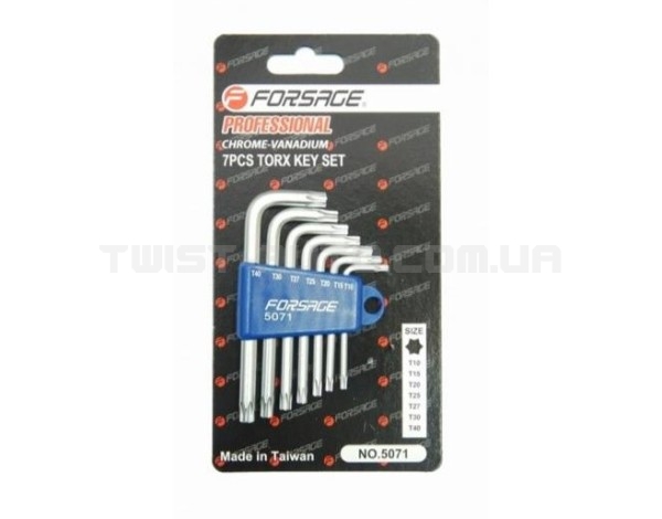 Набір ключів Г-подібних TORX 7 ін., Т10-Т40 Forsage F-5071