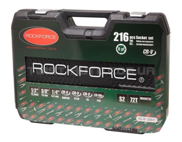 Набор инструментов 216пр. 1/4''3/8''1/2''(6гр.)(4-32мм) Rock FORCE RF-38841