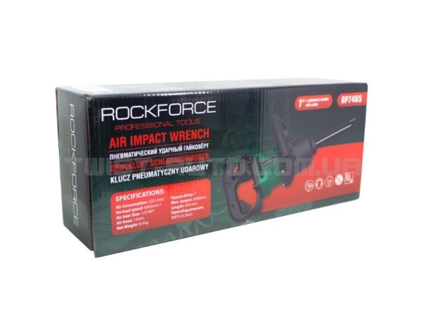 Пневмогайковерт ударний з довгим валом, реверсом та регулюванням зусилля 1''(2000Hм, 6000 об/хв,6.3bar,320 л/хв,8.4кг) Rock FORCE RF-RP7465