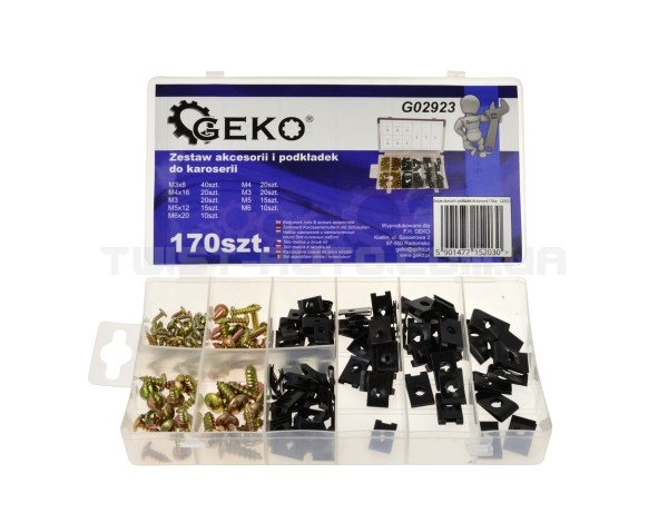 Набір кліпс та шурупів для кузова 170 шт Geko G02923