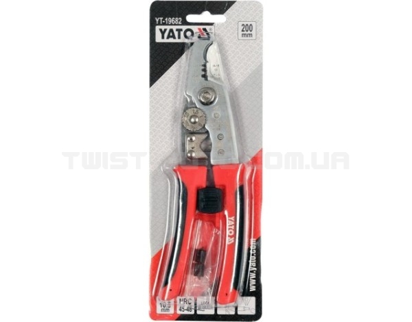 Клещи для снятия изоляции и обрезания кабеля YATO MAX Ø≤ 10,5 мм, L= 200 мм YT-19682