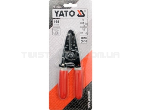 Кліщі для зачистки дротів від 0,64 мм2 до 2,6 мм2 зі кусачками 165 мм YATO YT-2294