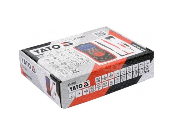 Мультиметр для измерения электрических параметров YATO з LCD-дисплеем и проводниковыми контактами YATO YT-73085 - YT-73085