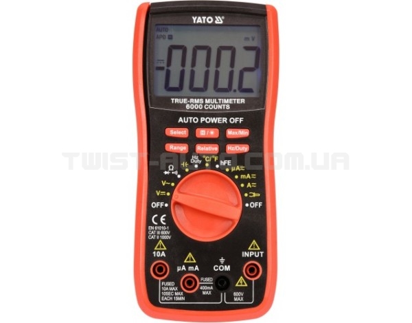 Мультиметр для вимірювання електричних параметрів YATO з LCD-дисплеєм та провідниковими контактами YATO YT-73085