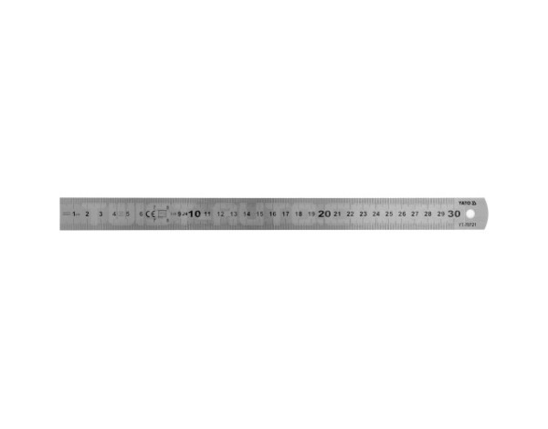 Лінійка із нержавіючої сталі: L= 300 x 19 мм, двостороння шкала YATO YT-70721