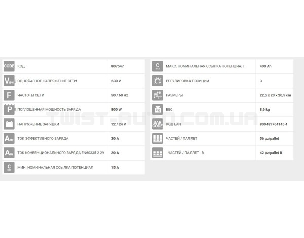 Зарядний пристрій Telwin COMPUTER 48/2 PROF 230V 6-48V