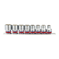 Набір головок 1/2" 8 од. 12-ти грані,короткі, дюймові. на планці | 4010SR Набір головок 1/2" 8 од. 12-ти грані,короткі, дюймові. на планці | 4010SR