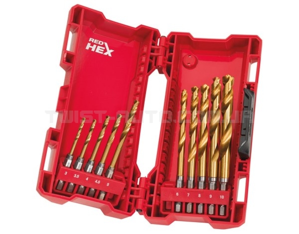 Набор сверл по металлу Milwaukee RedHEX HSS-G TiN 3-10мм (10 шт) | 48894759