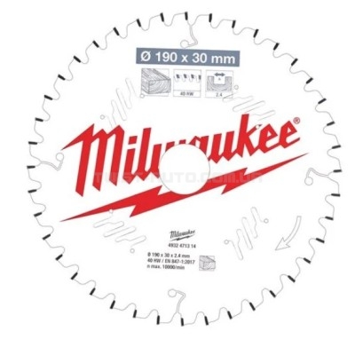 Диск пиляльний PFTE MILWAUKEE, діаметр 190х30х2,4мм, 40 зуб. MILWAUKEE ACC 4932471314