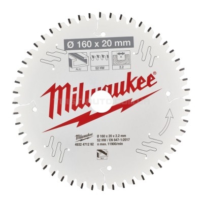 Диск пиляльний PFTE MILWAUKEE, діаметр 190х30х2,4мм, 54 зуб. MILWAUKEE ACC 4932471303