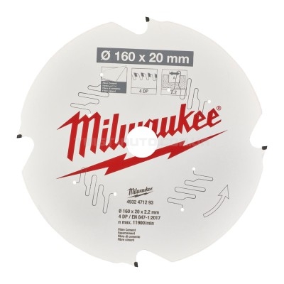 Диск пиляльний PFTE MILWAUKEE, O160х20х2,2мм, 4 зуб. MILWAUKEE ACC 4932471293