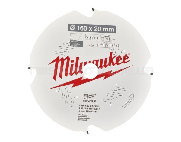 Диск пиляльний PFTE MILWAUKEE, O160х20х2,2мм, 4 зуб.