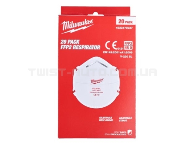 Респиратор без клапана FFP2 (20шт) MILWAUKEE 4932479237