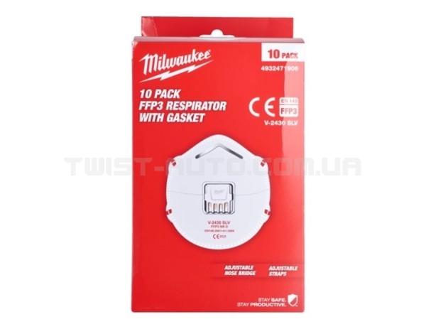 Респіратор з клапаном FFP3 (10шт) MILWAUKEE 4932471906