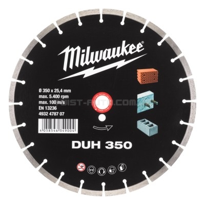 Диск алмазний DUH 350 для твердого бетону, бетонних блоків та каменю PROMO MILWAUKEE ACC 4932478707