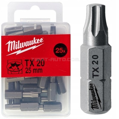 Біта MILWAUKEE, TX20, 25мм, (25шт) MILWAUKEE ACC 4932399596