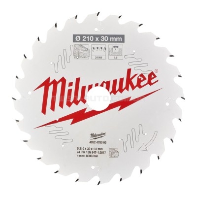 Диск пиляльний PFTE MILWAUKEE, діаметр 210х30х1,9 мм, 24 зуб. MILWAUKEE ACC 4932478095