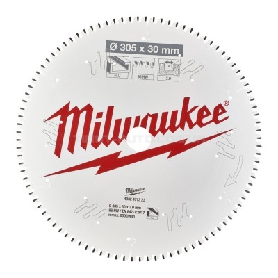 Диск пиляльний Alu PFTE MILWAUKEE, діаметр 305х30х3,0мм, 96 зуб. MILWAUKEE ACC 4932471323