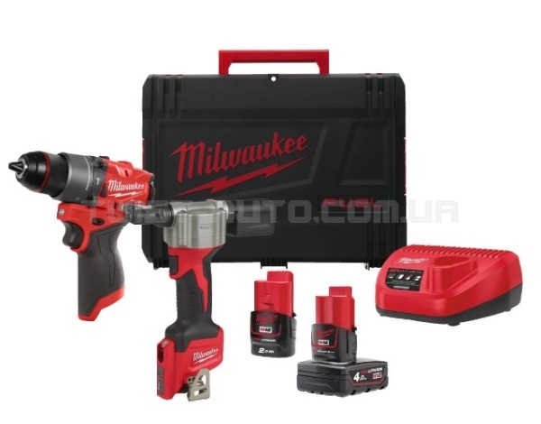 Набор из 2 инструментов аккумуляторных бесщеточных M12 FPP2D2-422X (HDкейс) MILWAUKEE 4933480593