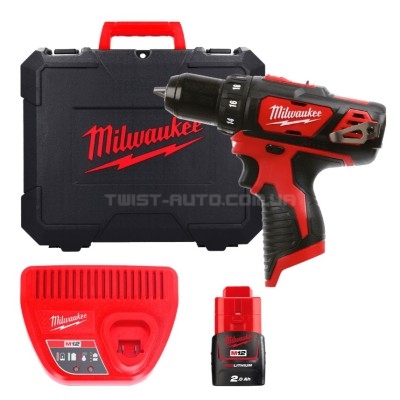 Дриль-шурупокрут MILWAUKEE M12 BDD-201C крутящий момент 30 Нм 4933479439 (+ заряд.пристрій, 1 акум., HD кейс) MILWAUKEE 4933479439