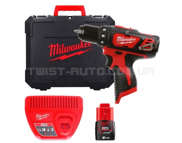 Дриль-шурупокрут MILWAUKEE M12 BDD-201C крутящий момент 30 Нм 4933479439 (+ заряд.пристрій, 1 акум., HD кейс)