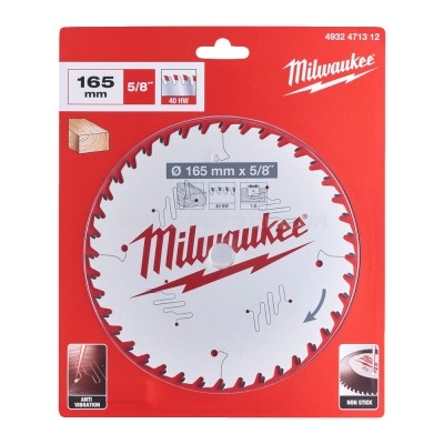 Диск пиляльний PFTE MILWAUKEE, O165х15,87х1,6мм, 40 зуб. MILWAUKEE ACC 4932471312