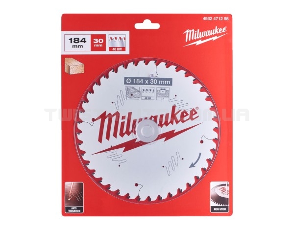 Диск пиляльний PFTE THIN KERF MILWAUKEE, O184х30х2,1мм, 48 зуб.