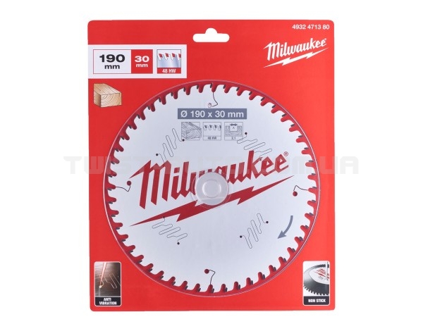 Диск пиляльний PFTE THIN KERF MILWAUKEE, O190х30х2,1мм, 48 зуб.