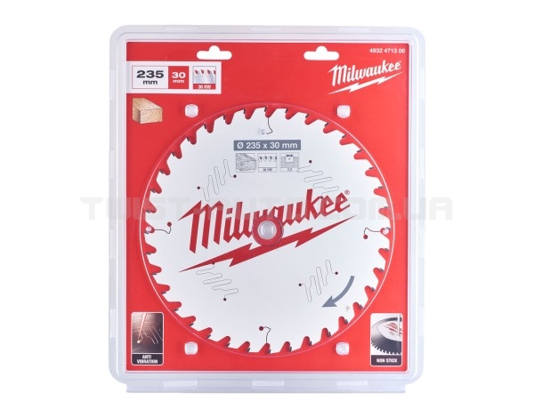 Диск пиляльний PFTE MILWAUKEE, O235х30х2,4мм, 36 зуб.