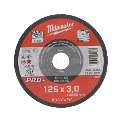 Диск відрізний по металу MILWAUKEE, SC 41/125х3 PRO+, 125мм MILWAUKEE ACC 4932451492