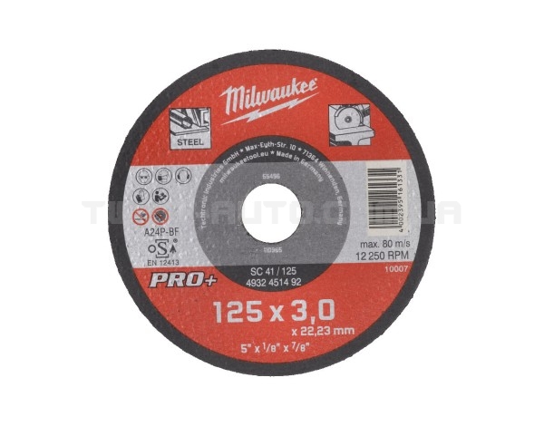 Диск відрізний по металу MILWAUKEE, SC 41/125х3 PRO+, 125мм