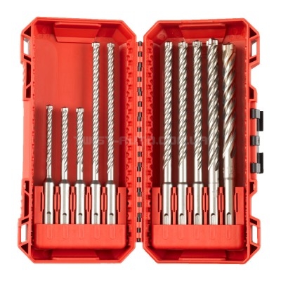 Набір із 10 бурів SDS+ MX4 Set 3 MILWAUKEE 4932492115, пластиковий кейс MILWAUKEE ACC 4932492115