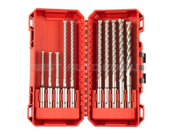 Набір із 10 бурів SDS+ MX4 Set 3 MILWAUKEE 4932492115, пластиковий кейс