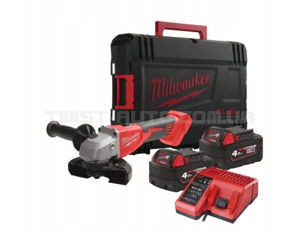 Кутова шліфувальна машина акумуляторна MILWAUKEE, M18 BLSAG125X-402X, діаметр 125 мм (+ заряд.пристрій, 2 акум., HD кейс)