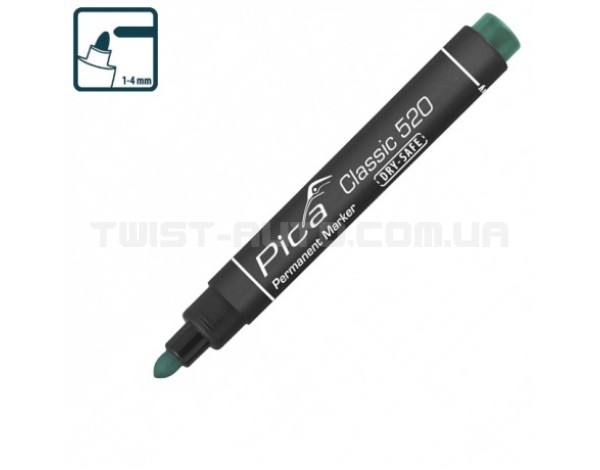 Маркер перманентний Pica Classic 520/36 Permanent Marker bullet tip, зелений