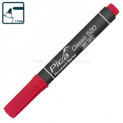 Маркер перманентний Pica Classic 520/40 Permanent Marker bullet tip, червоний PICA 520/40