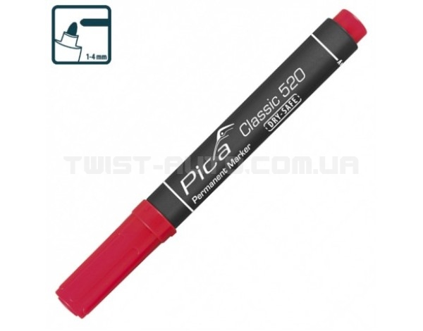 Маркер перманентний Pica Classic 520/40 Permanent Marker bullet tip, червоний