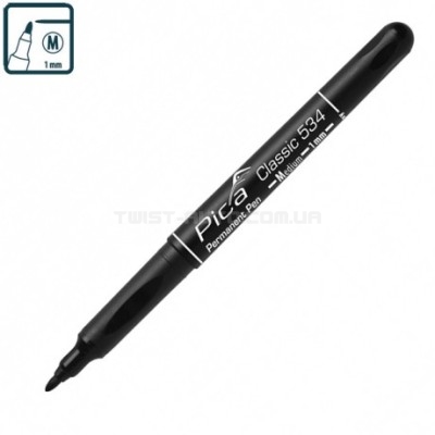 Маркер перманентний Pica Classic 534/46 Permanent Pen Medium, тонкий чорний PICA 534/46