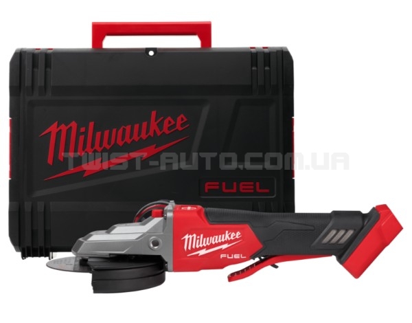 Кутошліфувальна машина MILWAUKEE 125 мм с плоским редуктором M18FSAGF125XPDB-0X (+ рукоятка, зах. кожух, безкл. гайка, 2 зах. Ек