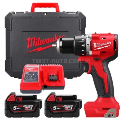 Дрель-шуруповёрт аккумуляторная бесщёточная ударная MILWAUKEE M18 BLPDRC-502C (60Нм) (ЗУ+2Х5Ач+кейс) MILWAUKEE 4933492826