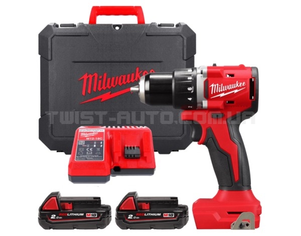 Дриль-шурупокрут акумуляторний безщітковий MILWAUKEE M18 BLDDRC-202C 61Нм (+ заряд.пристрій, 2 акум., HD кейс)