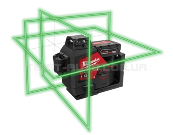 Нівелір лазерний 3D акумуляторний MILWAUKEE, M12 3PL-401C (+заряд. пристрій. ,1акум.Х4Аг, кейс)