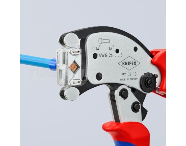 Інструмент для обжиму контактних гільз з поворотною головкою, з автоналаштуванням, KNIPEX 97 53 18 (